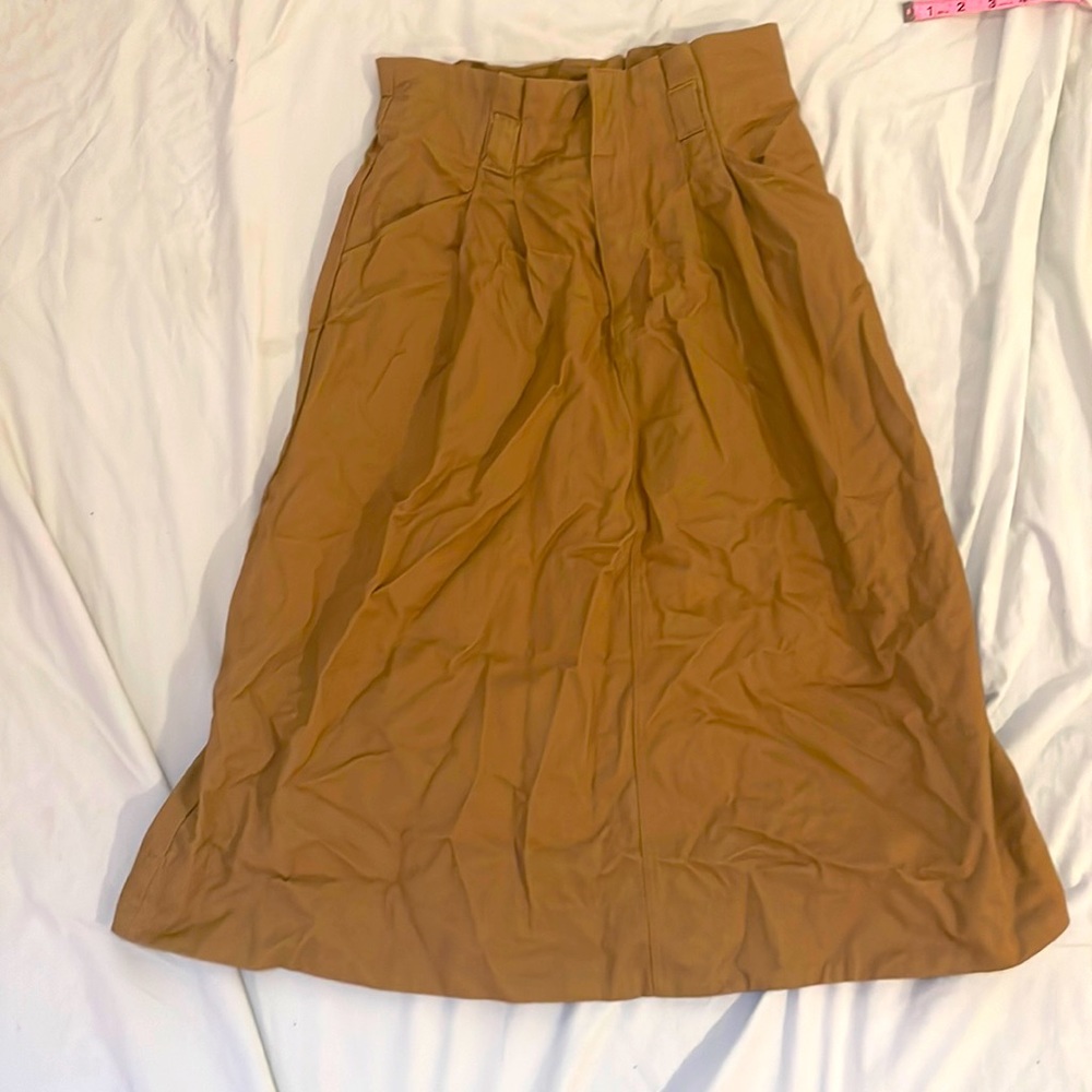 H&M BROWN TAN PAPERBAG BELTED WAIST A LINE SKIRT NWOT
